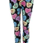 Two Left Feet Women’s Novelty Valentine’s Day Multicolor Candy Heart Leggings Size undefined Photo 0