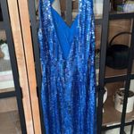 Vintage 1990s ShoMax Originals Sequin Cutout Prom Pageant Gown maxi dress cobalt Blue Size 6 Photo 1
