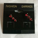 Formal Prom Ruby Red Pave Statement Earrings Gold Photo 0