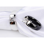 Boutique NEW Women’s 1Ct‎ Simulated Diamond Ceramic Ring White & Silver Size 7 Photo 4