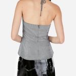 EXPRESS NWOT Silver Metallic Peplum Plunge Neck Halter Top New Photo 2