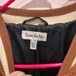 Time for Me Sherpa Colorblock Bomber Jacket Womens Size L Cozy Teddy Fleece Black Size L Photo 4