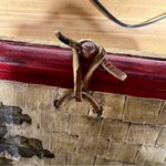 Vintage 60s wooden box purse general store cottage scene Red and Beige Photo 5