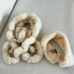 Chico's Scarf & Headband Set Faux Fur Cream Beige Pull Through Scarf Photo 1