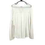 Lucky Brand Size Large Sweater White Keyhole Tie Lightweight Sheer Knit Photo 1