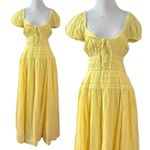 Free People  Feeling Bonita Midi Maxi Dress in Yellow Size Large Romantic Dainty Photo 3
