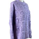 Aerie  Sweater Chunky Knit Pointelle Crochet Oversized Purple Women’s Size Small Photo 2