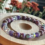Handmade Purple Sea Sediment Jasper + Amethyst + AB Crystal Beaded Bracelet * Photo 3