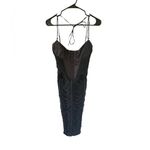 House Of CB Maya Black Ruched Midi Dress Photo 4