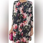 HOBBS London Rita Rose coat Floral navy spring dress size 12 snap Pink Photo 2