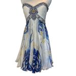 Terani Couture Terani Cocktail Dress SZ 2 100% Silk Beaded Short Sheer Lined Flowy Y2K Fairy Photo 1