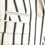 Talbots  Pinstriped‎ Textured Summer Jacket Blazer Women's 2 Ivory Navy Career Photo 2