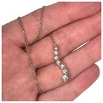 10KT SOLID WHITE GOLD JOURNEY PENDANT & EARRINGS & 18” NECKLACE CZ “DIAMOND” SET Photo 1