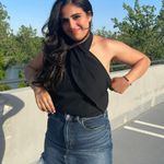 Black Halter Tie Neck Top Size M Photo 0