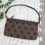 Dooney & Bourke Signature Slim Wristlet Mini Purse Brown Red Lining Photo 3