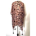 Japna  Velvet Burnout Floral Paisley Cape Shawl Tassel Fringe Kimono Boho Chic M Photo 1