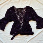 Beautiful purple plum silver sequin floral lace wrap top / cardigan Size undefined Photo 3