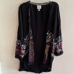 Knox Rose Black Printed Embroidered Shawl Photo 0