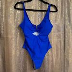 Bright Royal Blue V Neck Cutout One Piece Swimsuit Small NWOT Photo 0
