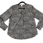 J.crew leopard long sleeve vneck blouse small Black Photo 0