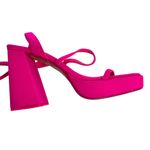 ZARA Chunky Neon Pink Strappy Heels Platform Sandals Ankle Strap Square Toe 39 Photo 9