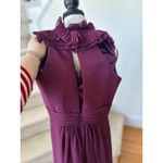 Custom Plum Purple Pleated Ruffle Trim Sleeveless Knee Length Cocktail Dress Size 2 Photo 3
