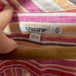 Chico's  100% Linen Shirt Womens Size 4 US 20 3/4 Sleeve Abalogne Shell Buttons Photo 1