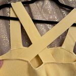 EXPRESS Body Contour Cross Back V Wire Pale Yellow Midi Stretch Dress Medium Photo 5