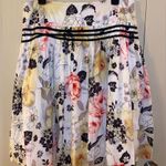 Lapis Ribbon Lined Floral Full Knee Length Skirt Photo 2