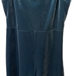 Urban Outfitters Women’s Size Medium Teal Velvet Sleeveless Tie Back Romper Photo 2