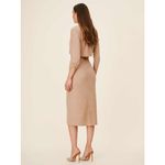 Reformation  Janice Buff Beige 3 Piece Cardigan Sweater Midi Skirt Set Size XL Photo 2