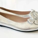 Nina  Silver Bow‎ Ballet Flat Women’s Size UK 5 US 7.5 Metallic Leather Wedding Photo 4