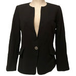 St. John  Caviar Black knit wool Blazer Jacket  Sz M Photo 0