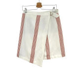 Anthropologie  Hutch Rori Skirt Wrap Buckle‎ Striped Asymmetric White Rust Size 4 Photo 2