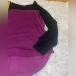 Massini  purple black color block long sleeve blouse roll up sleeves top shirt M Photo 3