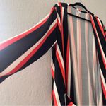 LuLaRoe  long BLck/red/WHITE cardigan open front w/pockets duster sweater XL #187 Photo 5