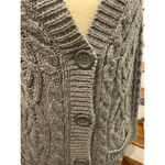 Zara Knit Chunky Cable Knit Wool Blend Gray Cardigan, S Photo 2