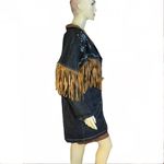VINTAGE 1990'S CAROLE LITTLE SPORT DENIM JACKET W/TAN SUEDE FRINGE ACCENTS (14) Blue Photo 4
