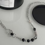 Titanium Steel Spider Crystal Beads Necklace for Men Women,Personality Punk Hip Hop Necklace Silver Photo 3