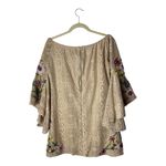 Judith March  Shirt Women Large Beige Lace Embroidered Bell Sleeve Tunic Boho Photo 2