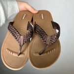Okabashi Womens M L Brown Braided Strap Flip Flop Sandals Made in USA Size 8 Photo 1