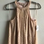 Anthropologie ASTR Dress Blush Pink High Neck Lace Overlay Shift Mini Sz S BNWT  Photo 4