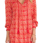 Free People Dress Womens Small Red Printed Marlow Tassel Coastal Boho Photo 0