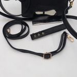 Black Elephant Crossbody Bag Faux Leather Adjustable Strap Gold Tone Photo 3