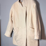 Vintage Peacoat Coat Wool Blend Cream Size 7/8 Double Breasted Photo 0