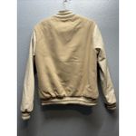 RSQ  Varsity Lettermen Jacket Women Size Small Beige-Taupe With Ivory Photo 7
