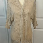 Planet Gold  Crochet Beige Open Knit Cardigan Sweater Size Small Swim Cover Up‎ Photo 0