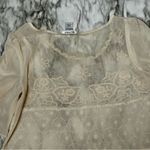 Cream Lace Puff Sleeve Blouse Sheer Lacy Boho Chic Romantic Vintage Fairycore Size L Photo 5