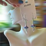 ALDO Earrings purple blue Morning Glory pearls Stamens tassel drops Photo 0