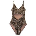 Aerie NWT Leopard Print Wrap Top One Piece CutOut Swimsuit Mocha Size Small Long Photo 5
